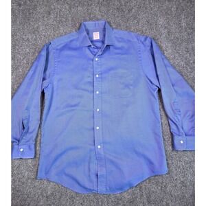 Brooks Brothers Makers Button Down Mens 16-3 Blue Twill Long Sleeve USA Made